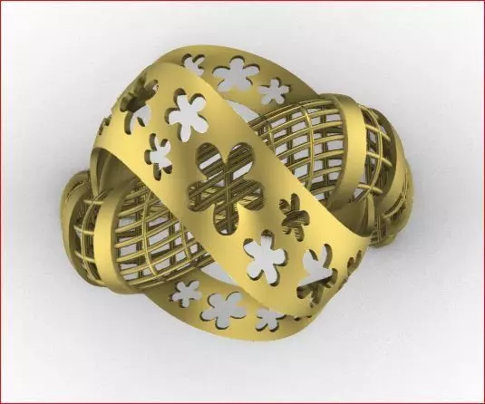 03 Lace style gold ring 3D print model 3D print model_0