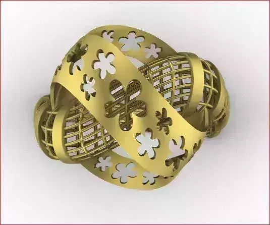 03 Lace style gold ring 3D print model