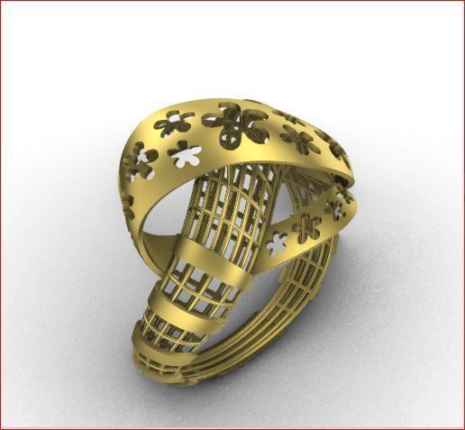03 Lace style gold ring 3D print model 3D print model_4