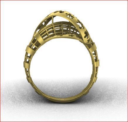 03 Lace style gold ring 3D print model 3D print model_2