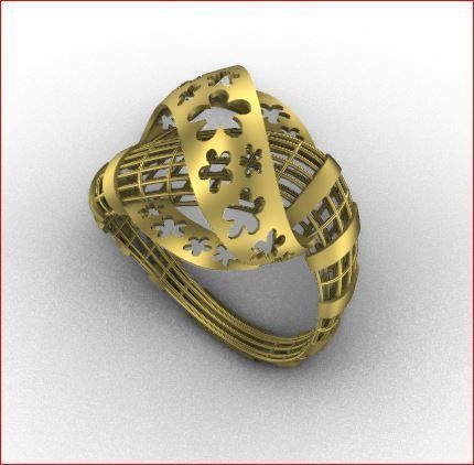 03 Lace style gold ring 3D print model 3D print model_1