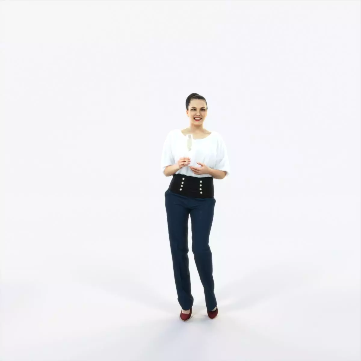 Dream 04K Holding Champagne Event Elegant Woman Low-poly 3D model_0