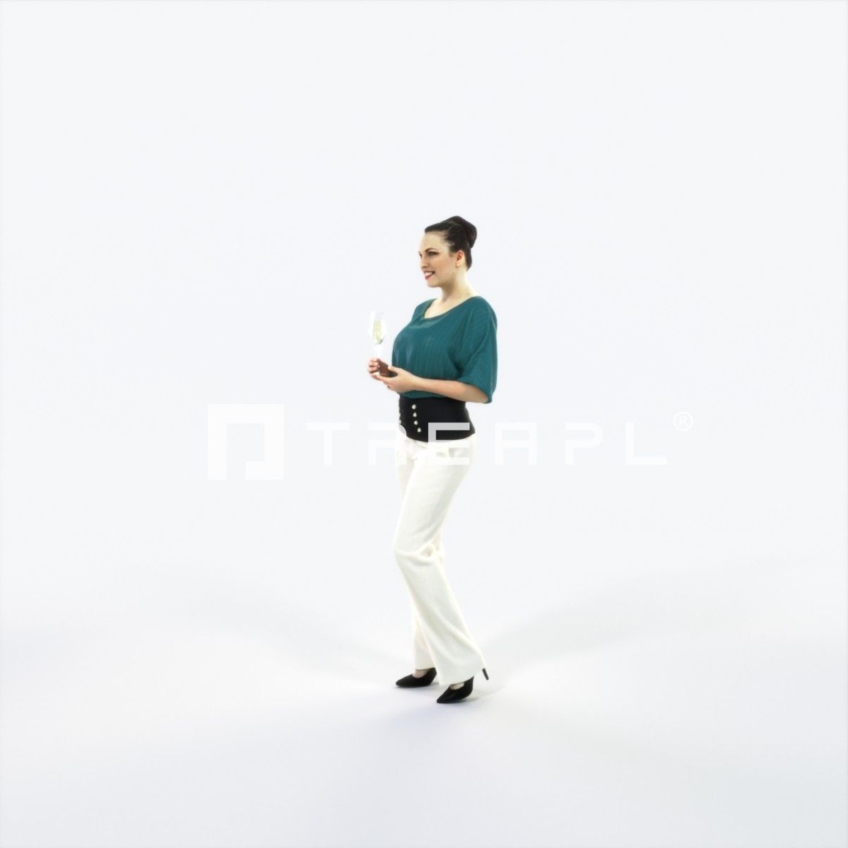 Dream 04F Holding Champagne Event Elegant Woman Low-poly 3D model_6