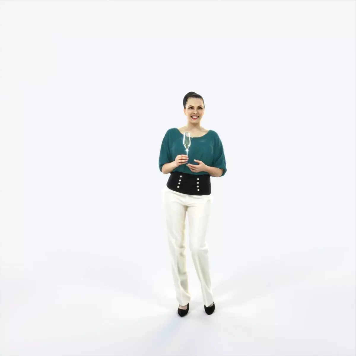 Dream 04F Holding Champagne Event Elegant Woman Low-poly 3D model_0