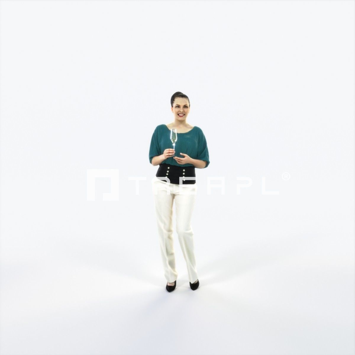 Dream 04F Holding Champagne Event Elegant Woman Low-poly 3D model_1