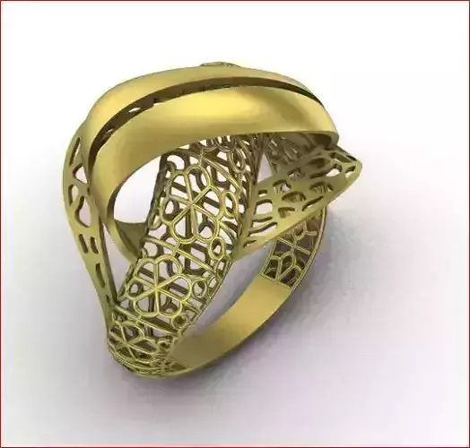 04 Lace style gold ring 3D print model