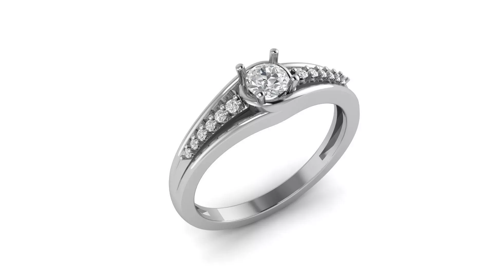 Solitaire big stone wedding ring cad file 3D print model_0