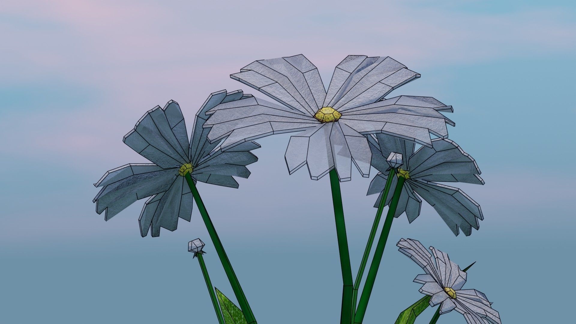 Flower Low-poly 3D model_9
