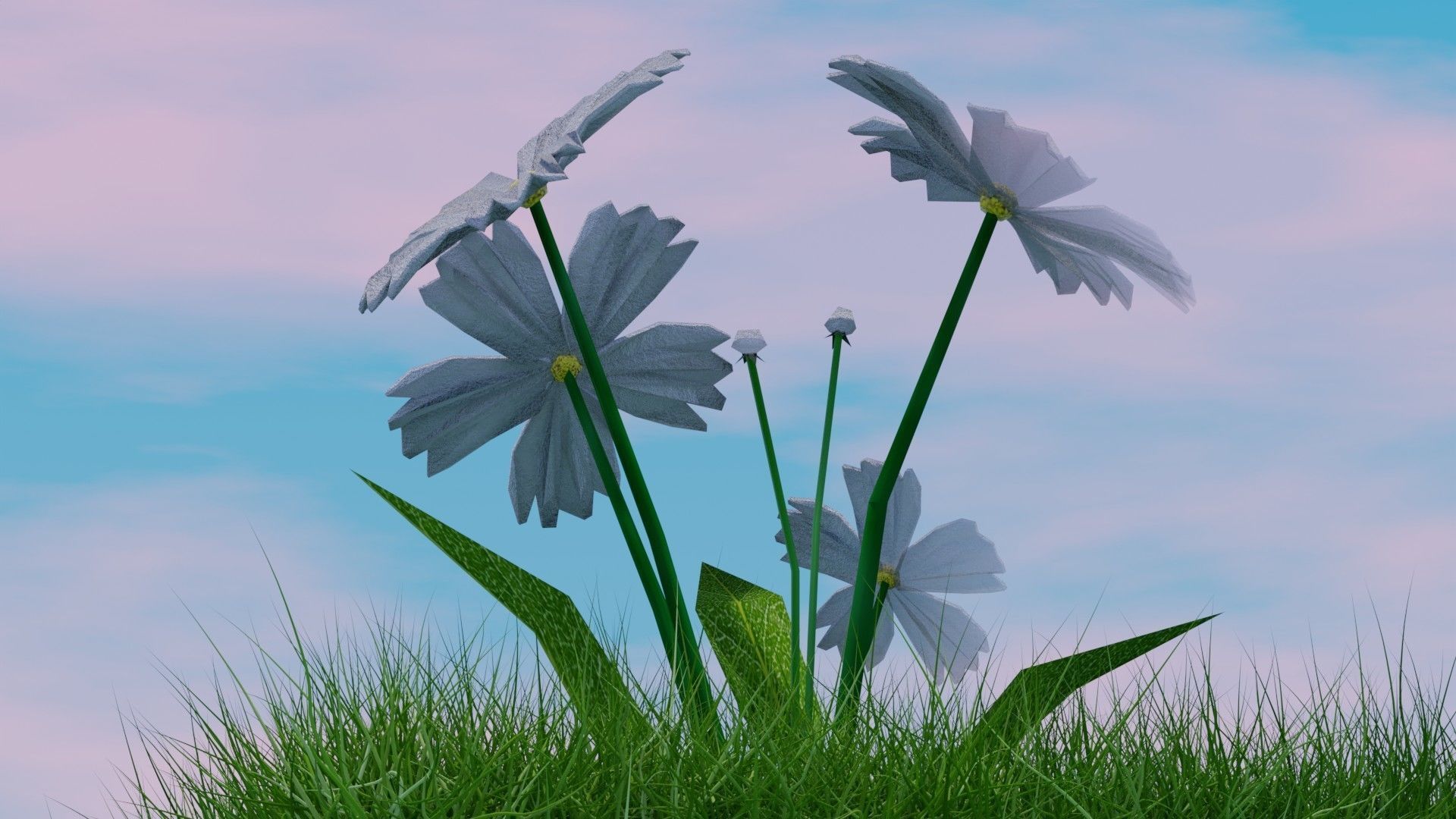 Flower Low-poly 3D model_3
