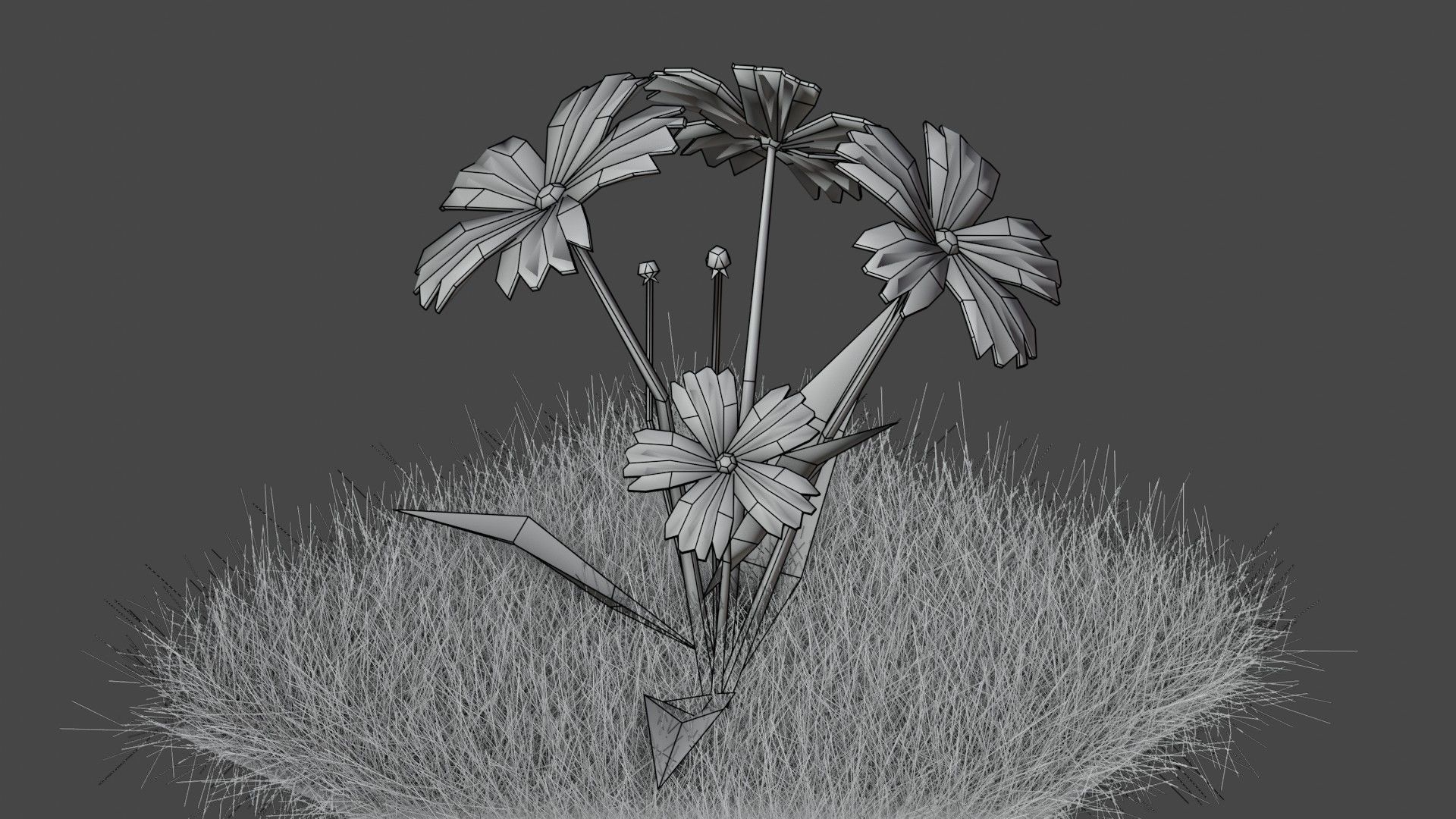 Flower Low-poly 3D model_6