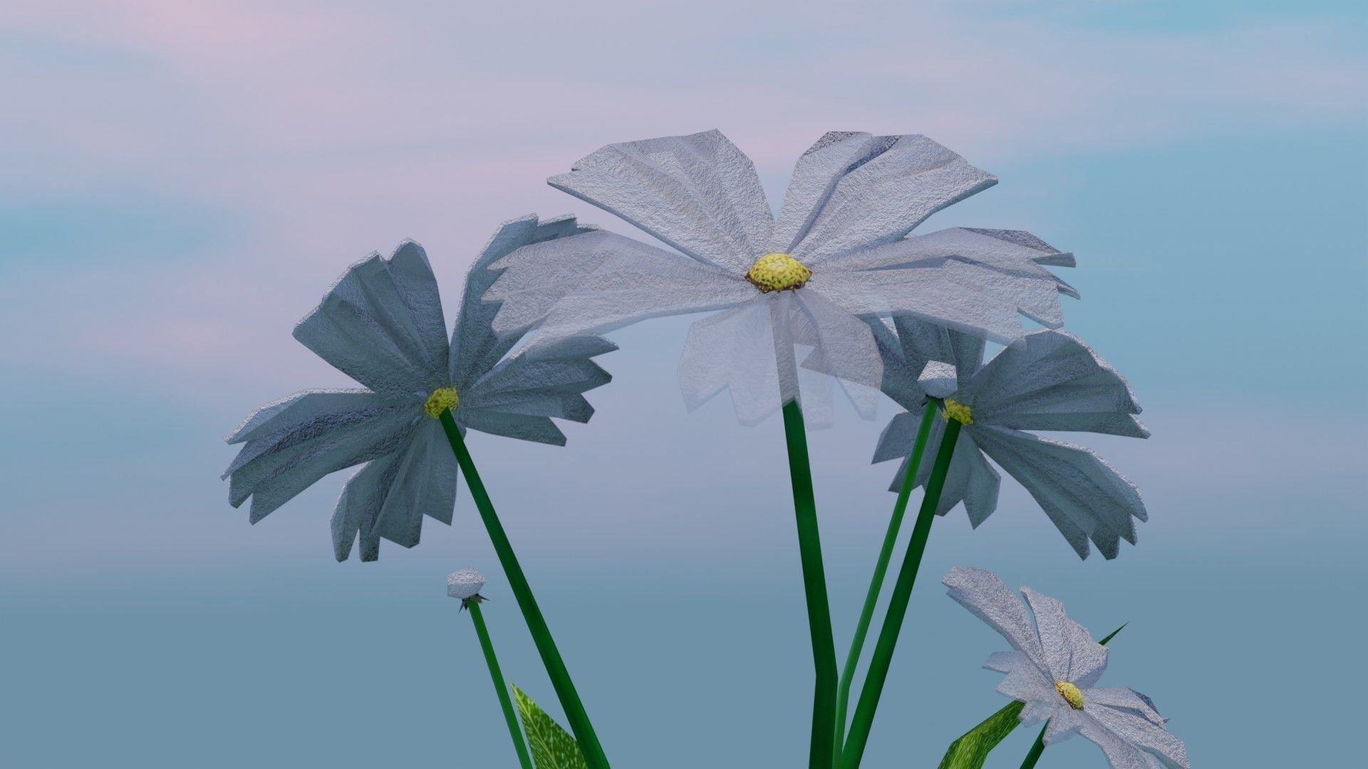 Flower Low-poly 3D model_2