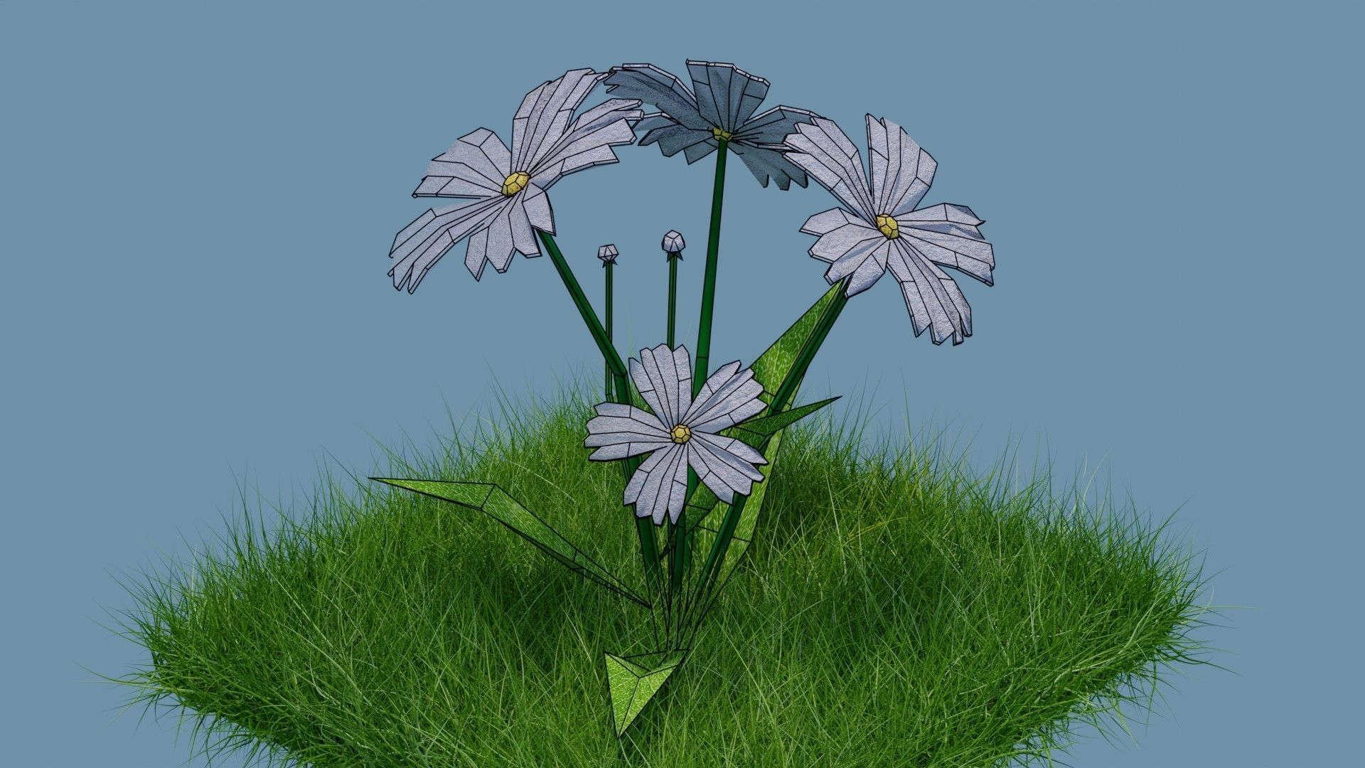 Flower Low-poly 3D model_8