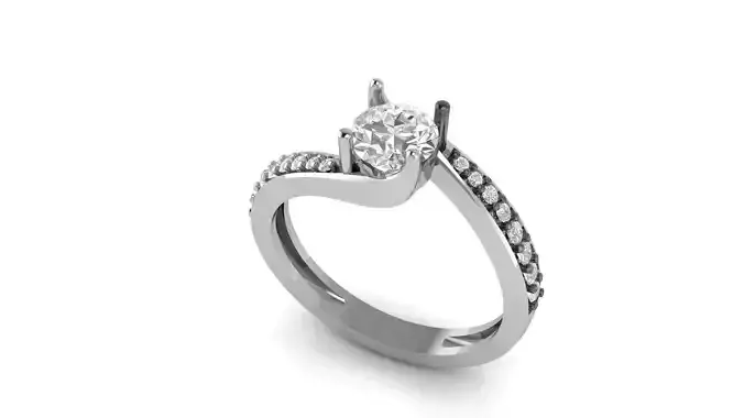 Diamond solitaire with accent 3d cad file