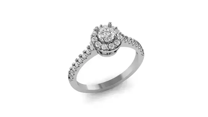 Full halo diamond wedding ring 3d model