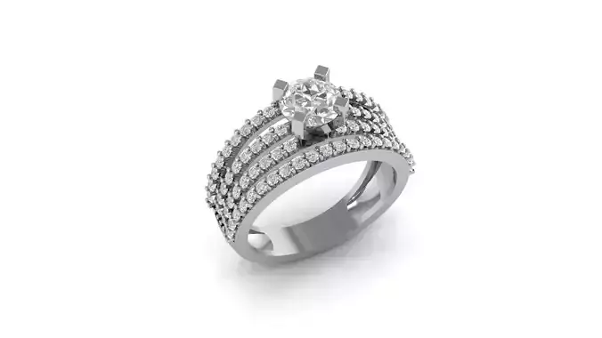 Massive Pave Diamond Engagement And Wedding Ring 3d model