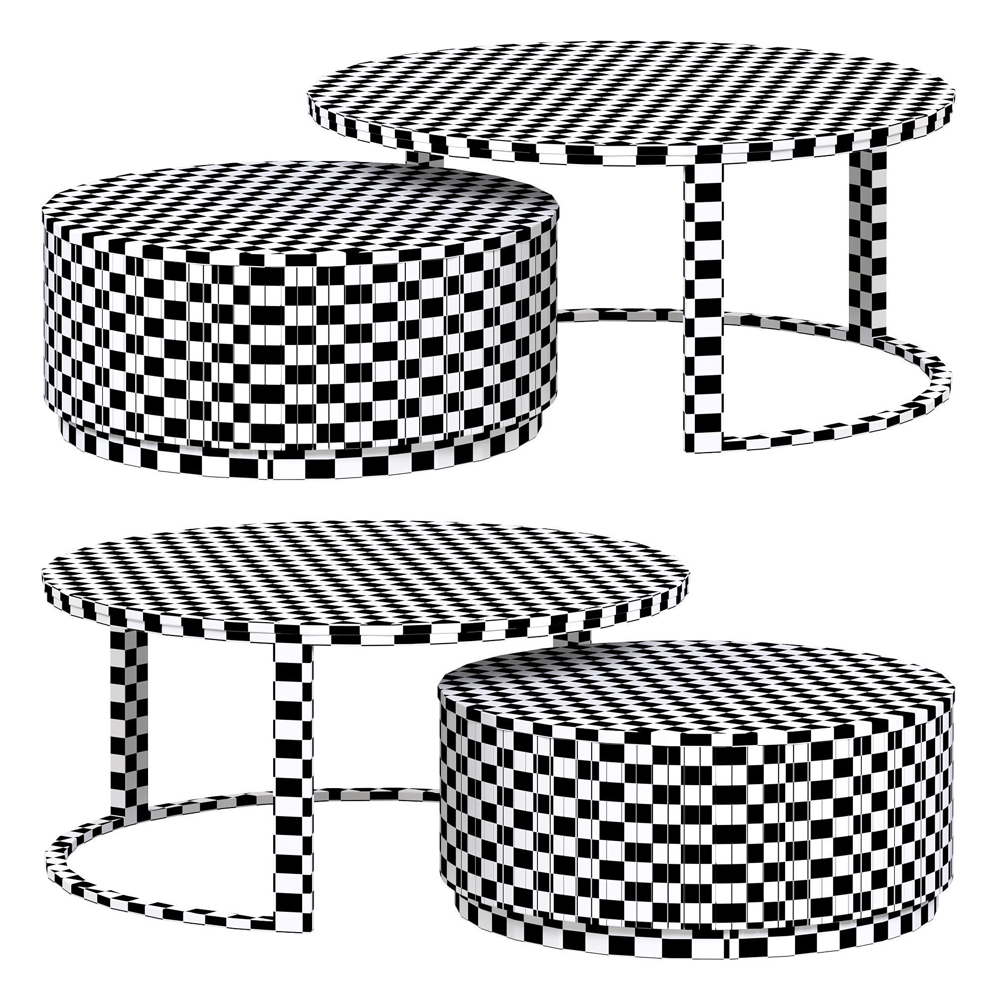 nesting coffee table by homary 3D model_3