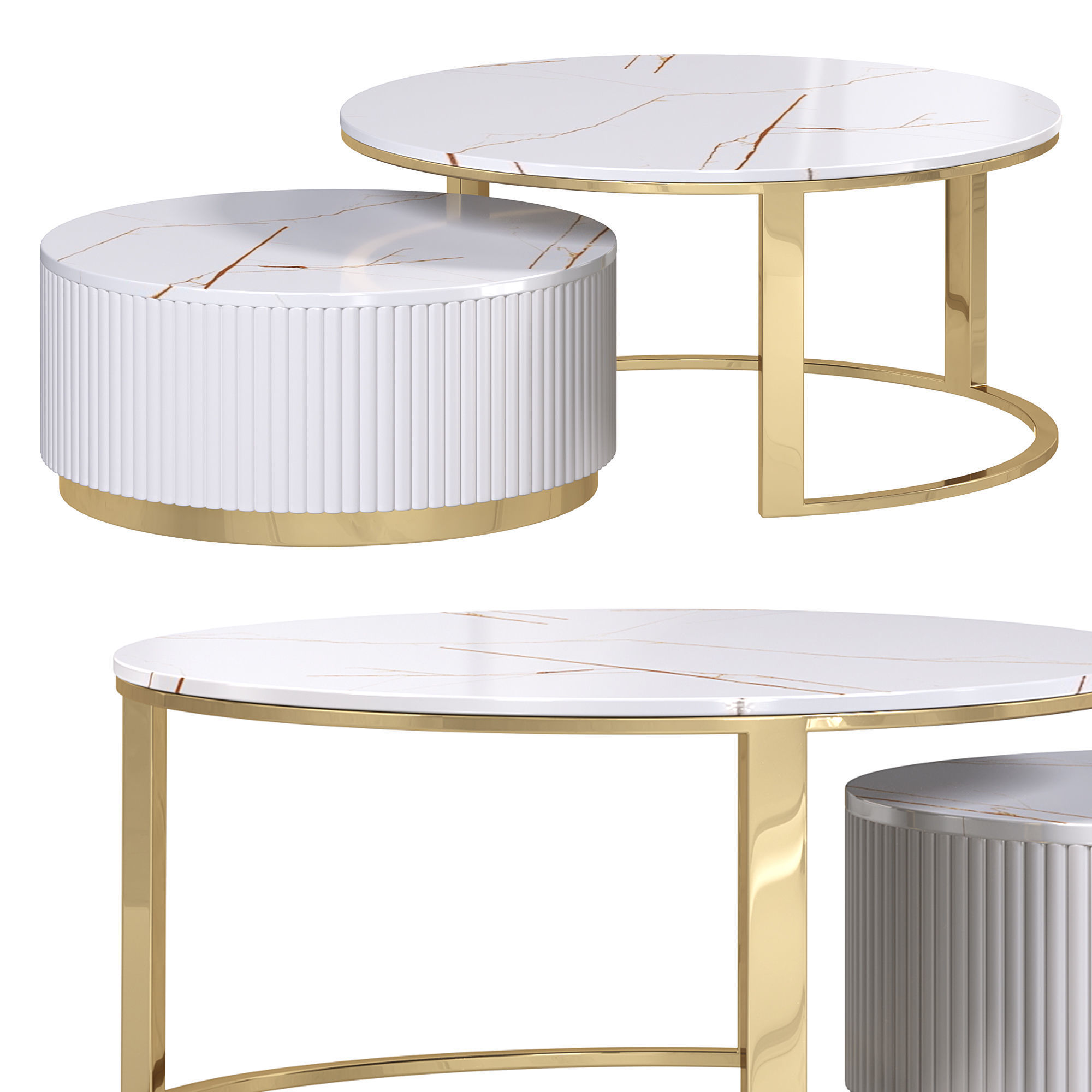 nesting coffee table by homary 3D model_2