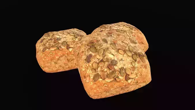 Nutty Bread AR VR PBR  Lowpoly with game ready 3d Model