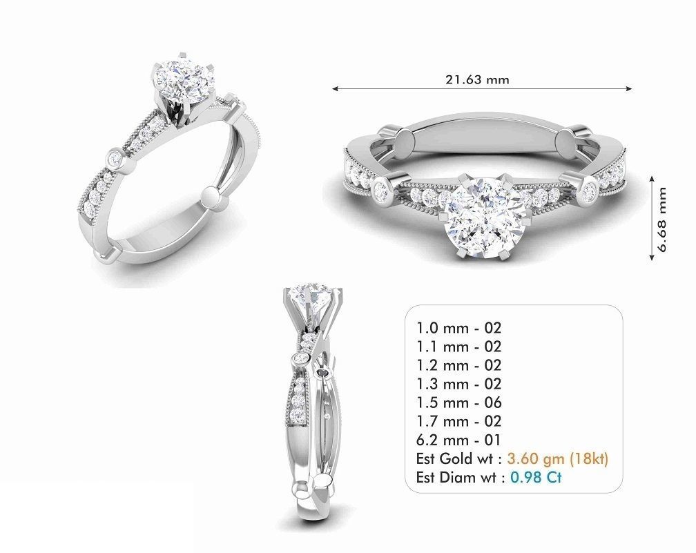 Romance big diamond engagement ring 3d model 3D print model_1