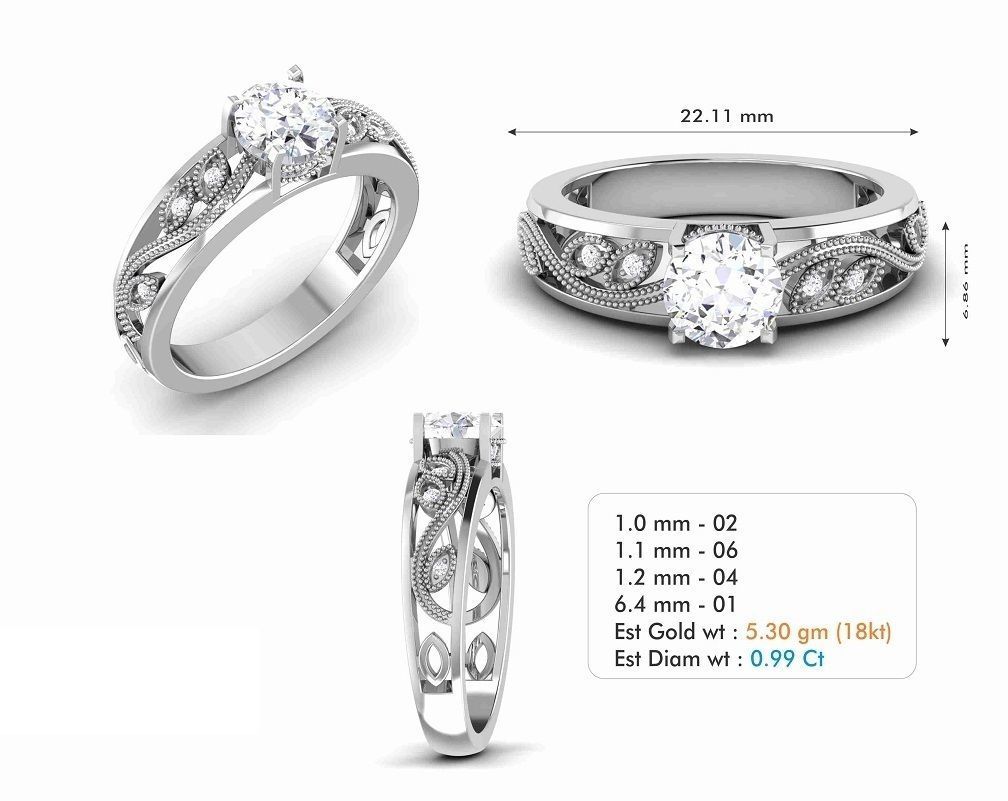 One stone promise wedding ring 3d model 3D print model_1