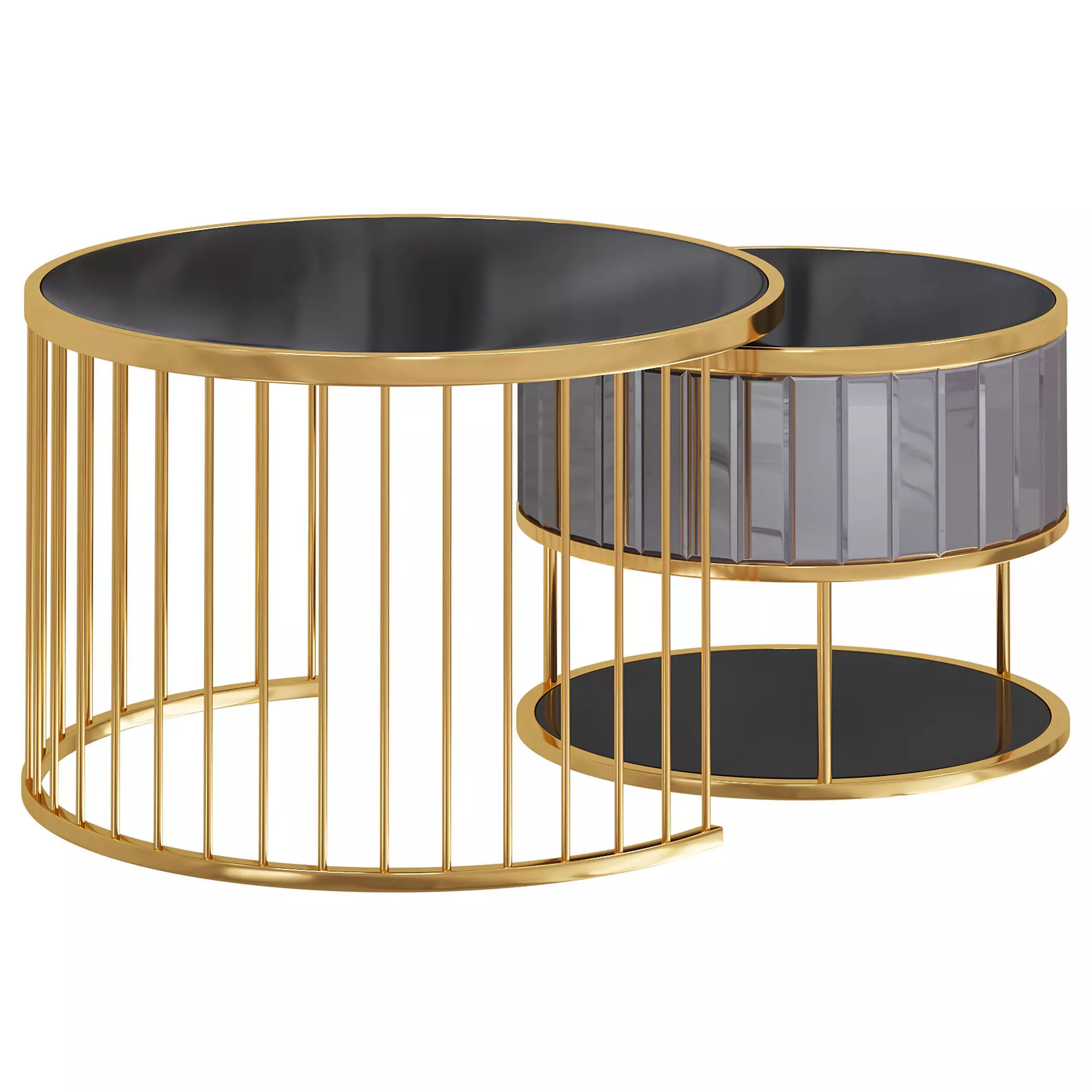 gold black nesting coffee table by laskasas 3D model