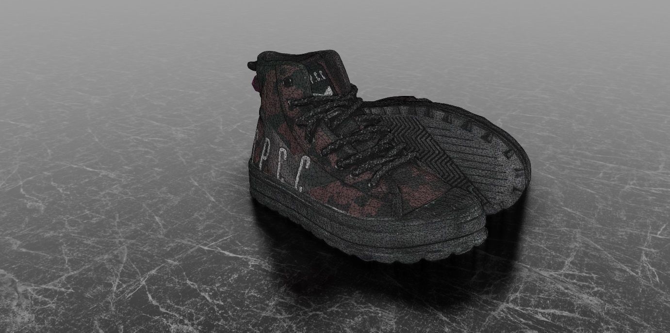 SSPC CAMOUFLAGE 3D SHOES - RED Low-poly 3D model_10
