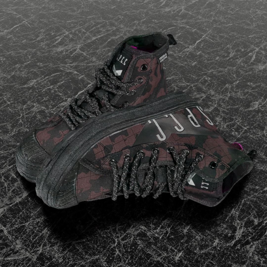SSPC CAMOUFLAGE 3D SHOES - RED Low-poly 3D model_1
