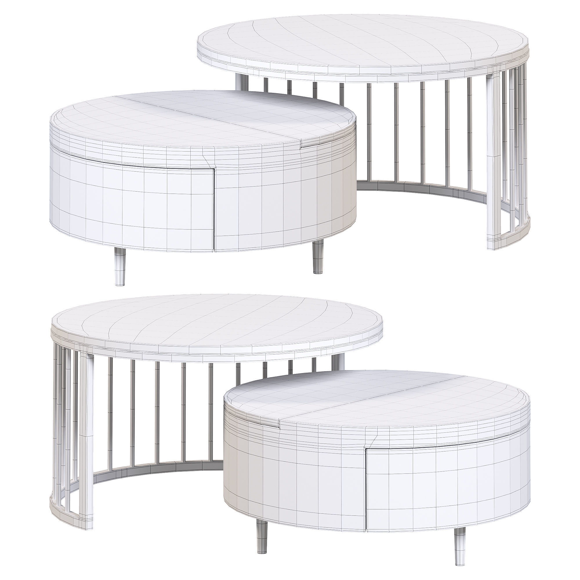 whitewalnut round nesting coffee table by homary 3D model_3