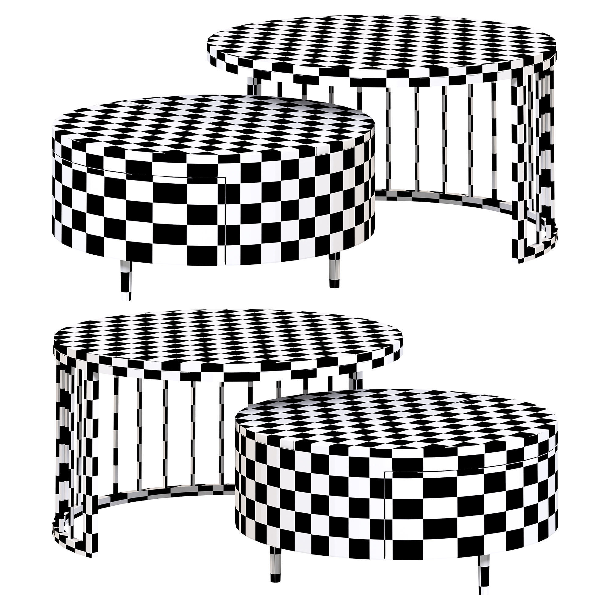 whitewalnut round nesting coffee table by homary 3D model_4