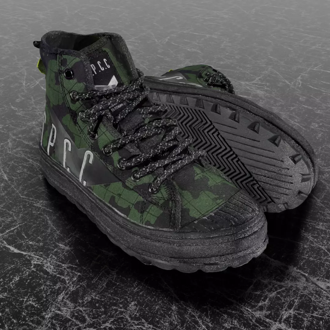 SSPC CAMOUFLAGE 3D SHOES - GREEN Low-poly 3D model_0