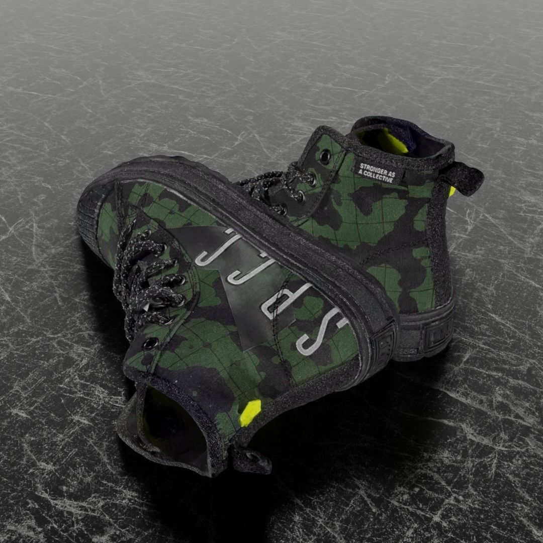 SSPC CAMOUFLAGE 3D SHOES - GREEN Low-poly 3D model_6