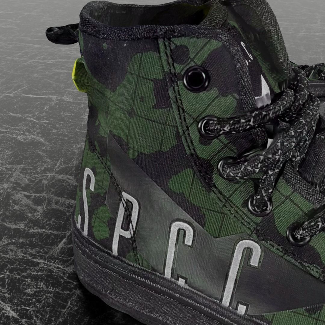 SSPC CAMOUFLAGE 3D SHOES - GREEN Low-poly 3D model_9