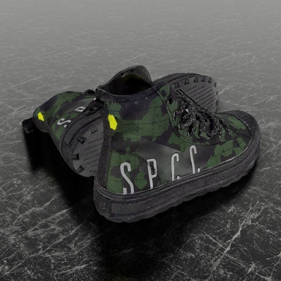 SSPC CAMOUFLAGE 3D SHOES - GREEN Low-poly 3D model_5