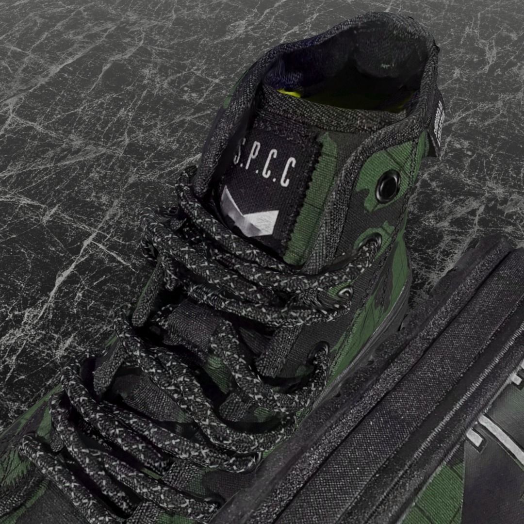 SSPC CAMOUFLAGE 3D SHOES - GREEN Low-poly 3D model_8