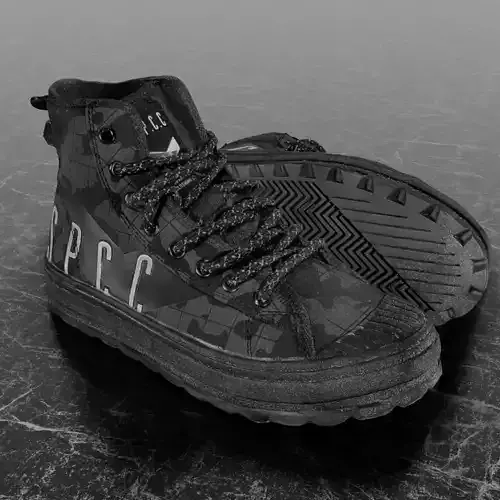 SSPC CAMOUFLAGE 3D SHOES - BLACK Low-poly 3D model