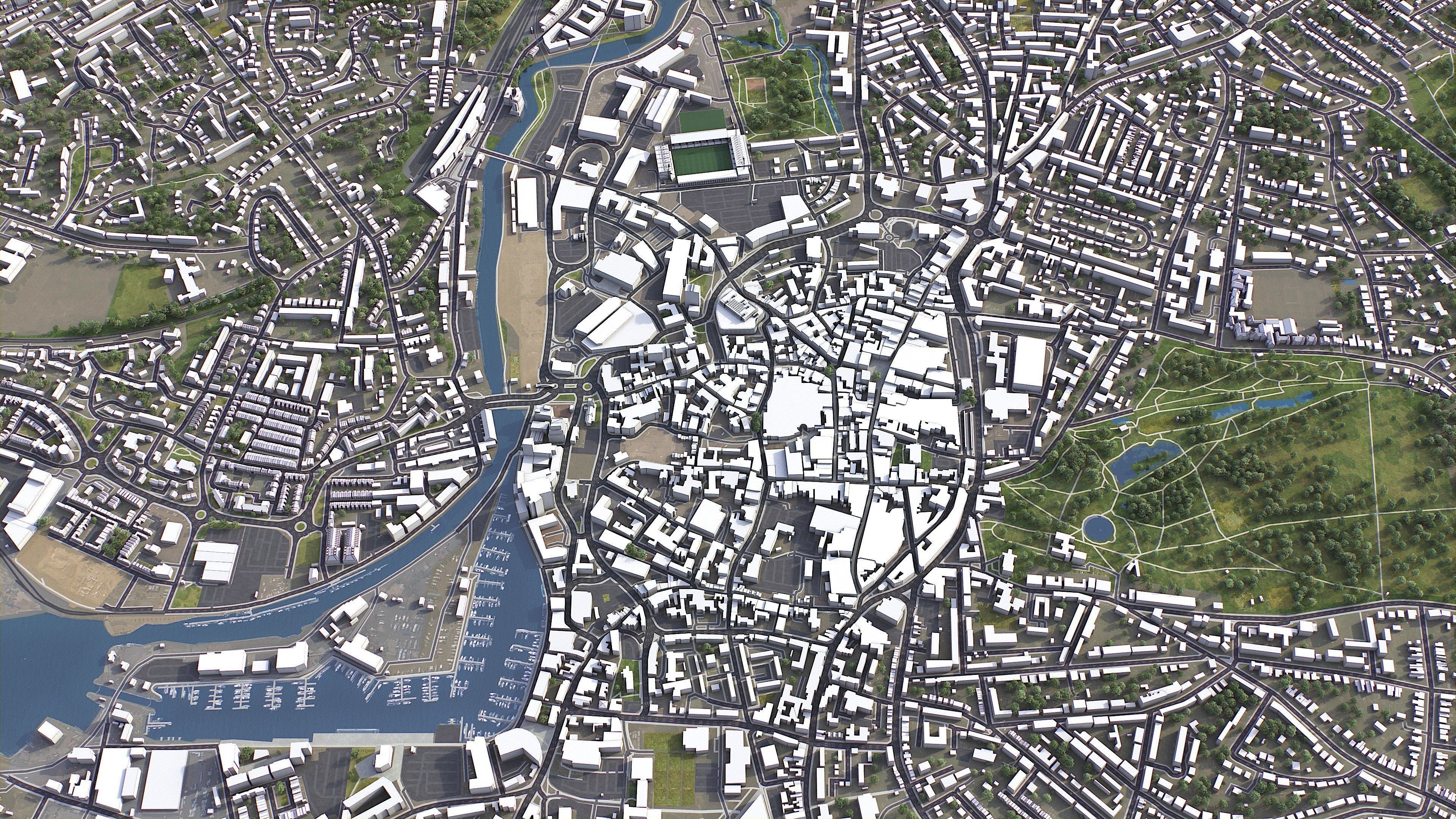 Ipswich - 3D City Model Low-poly 3D model_4