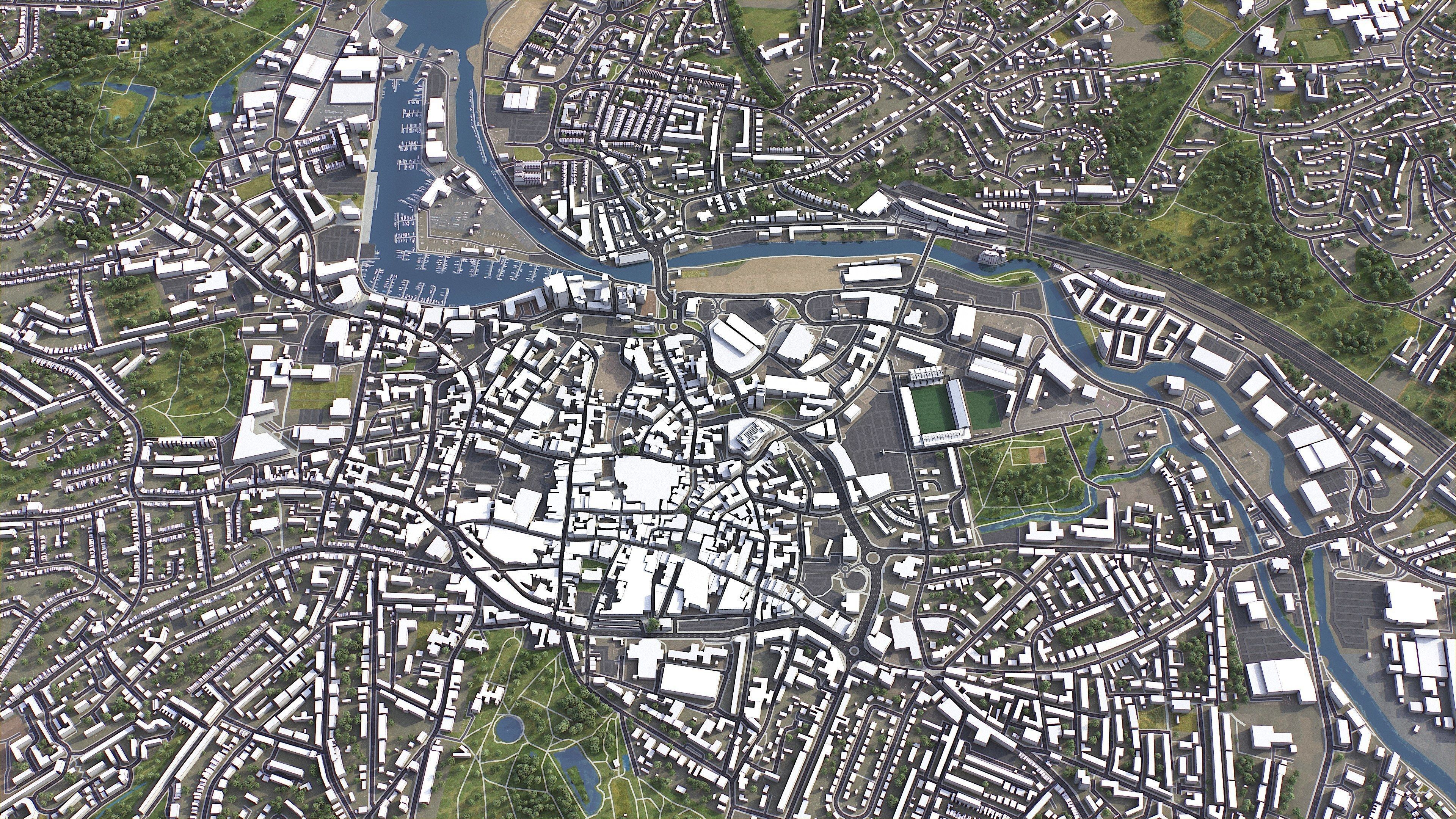 Ipswich - 3D City Model Low-poly 3D model_3