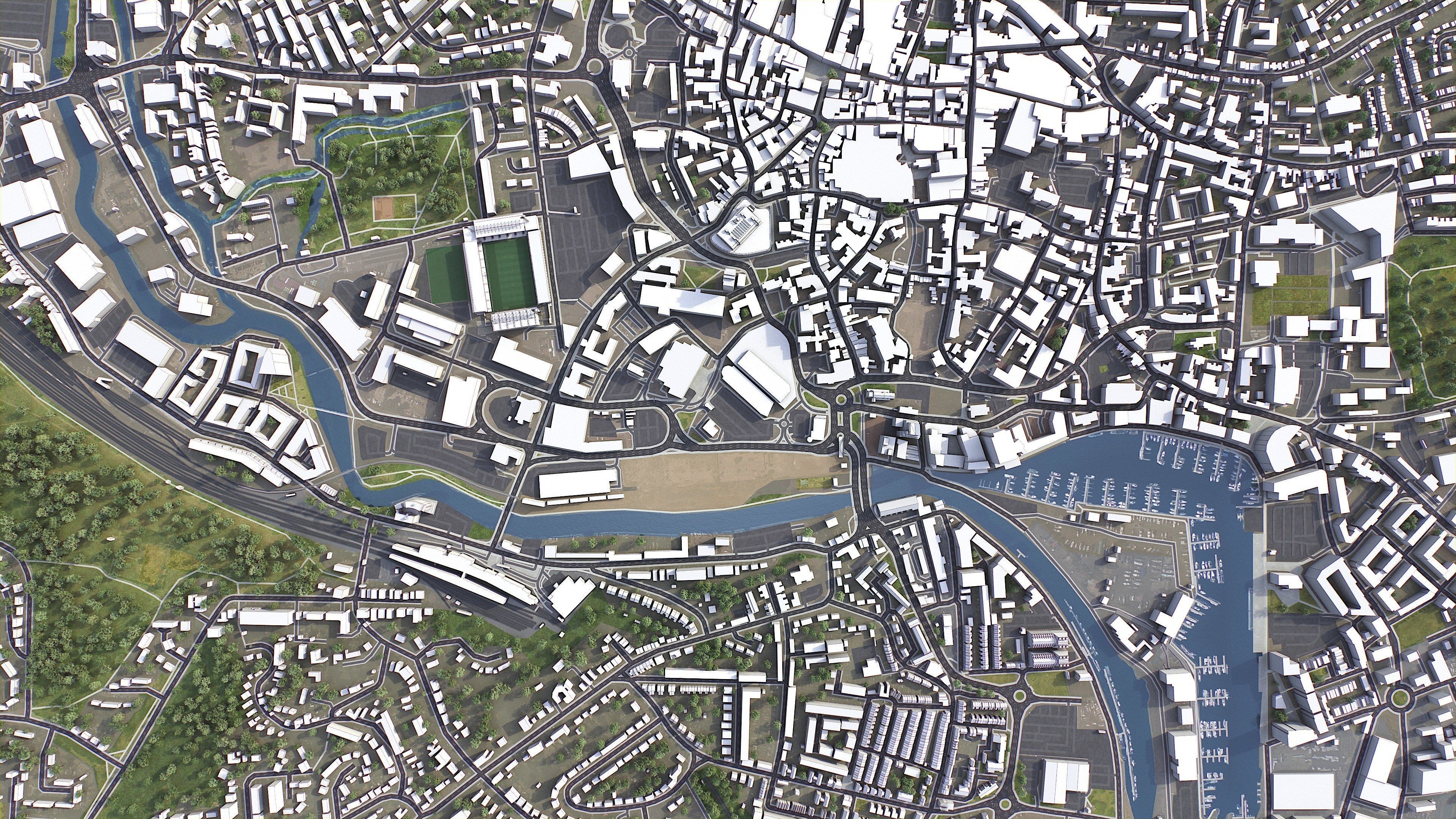 Ipswich - 3D City Model Low-poly 3D model_5