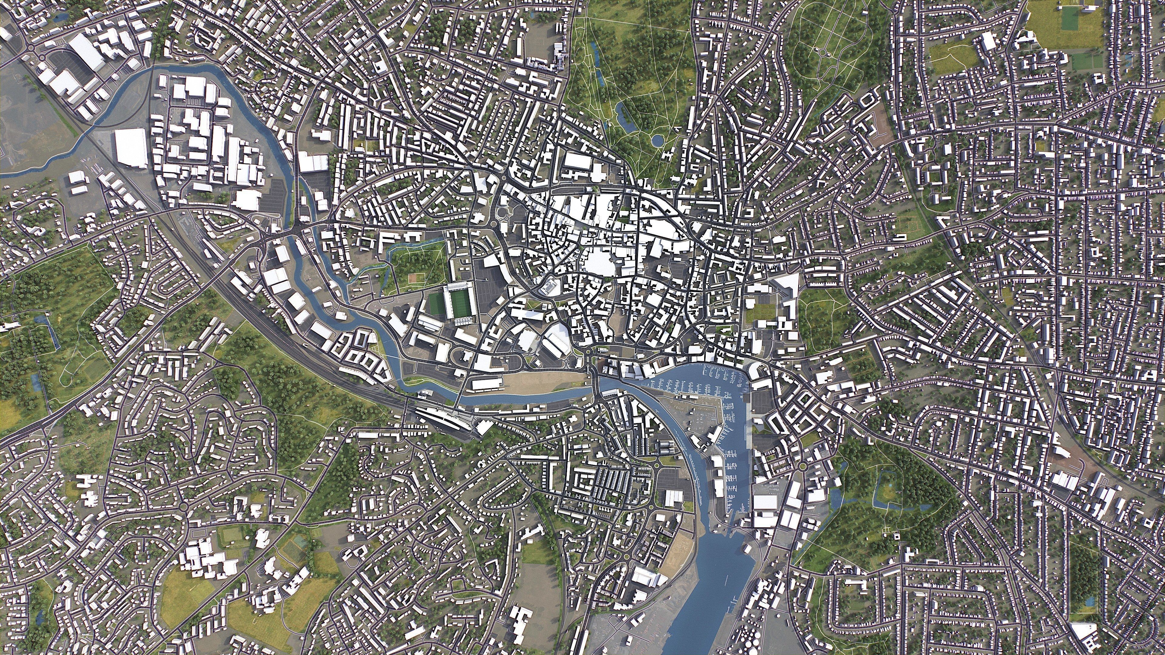 Ipswich - 3D City Model Low-poly 3D model_6