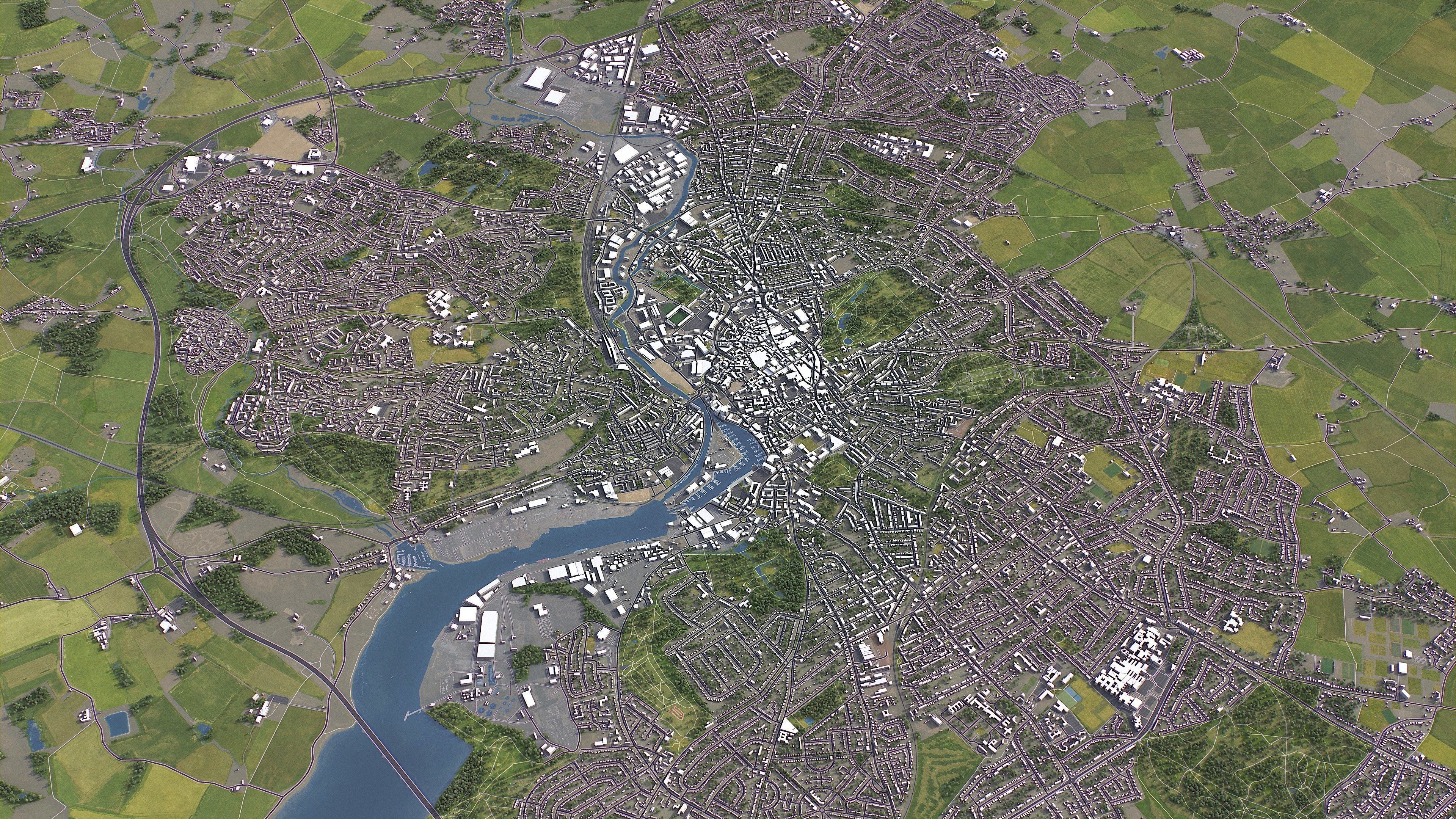 Ipswich - 3D City Model Low-poly 3D model_11