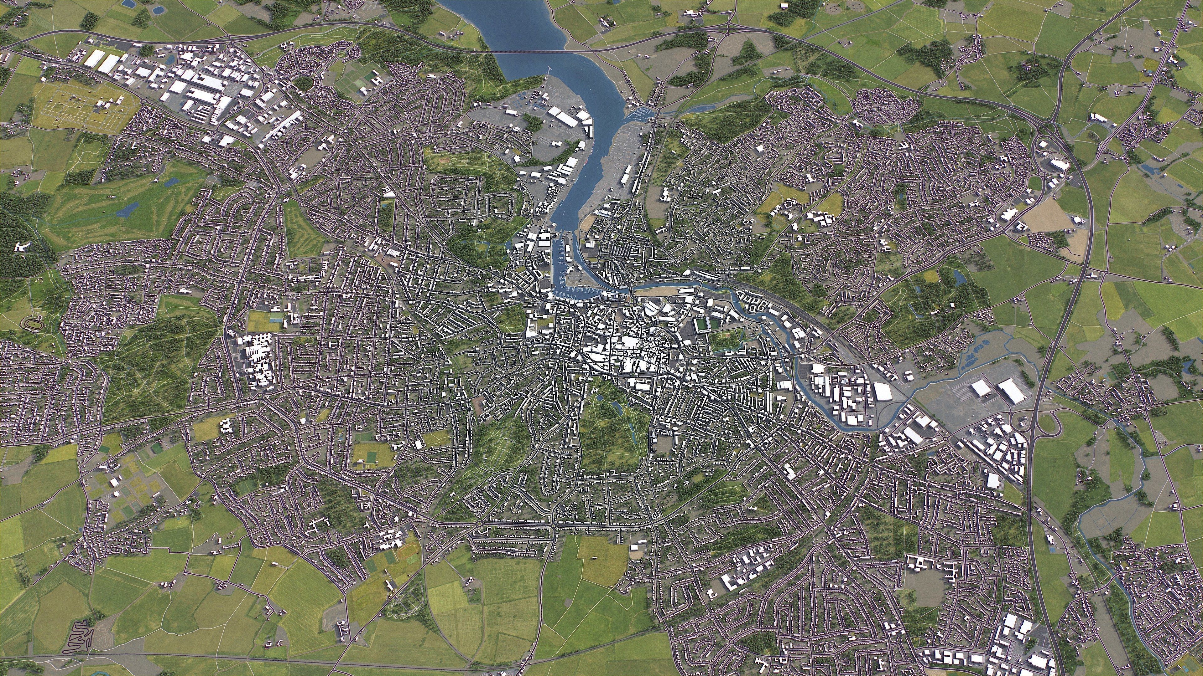 Ipswich - 3D City Model Low-poly 3D model_9