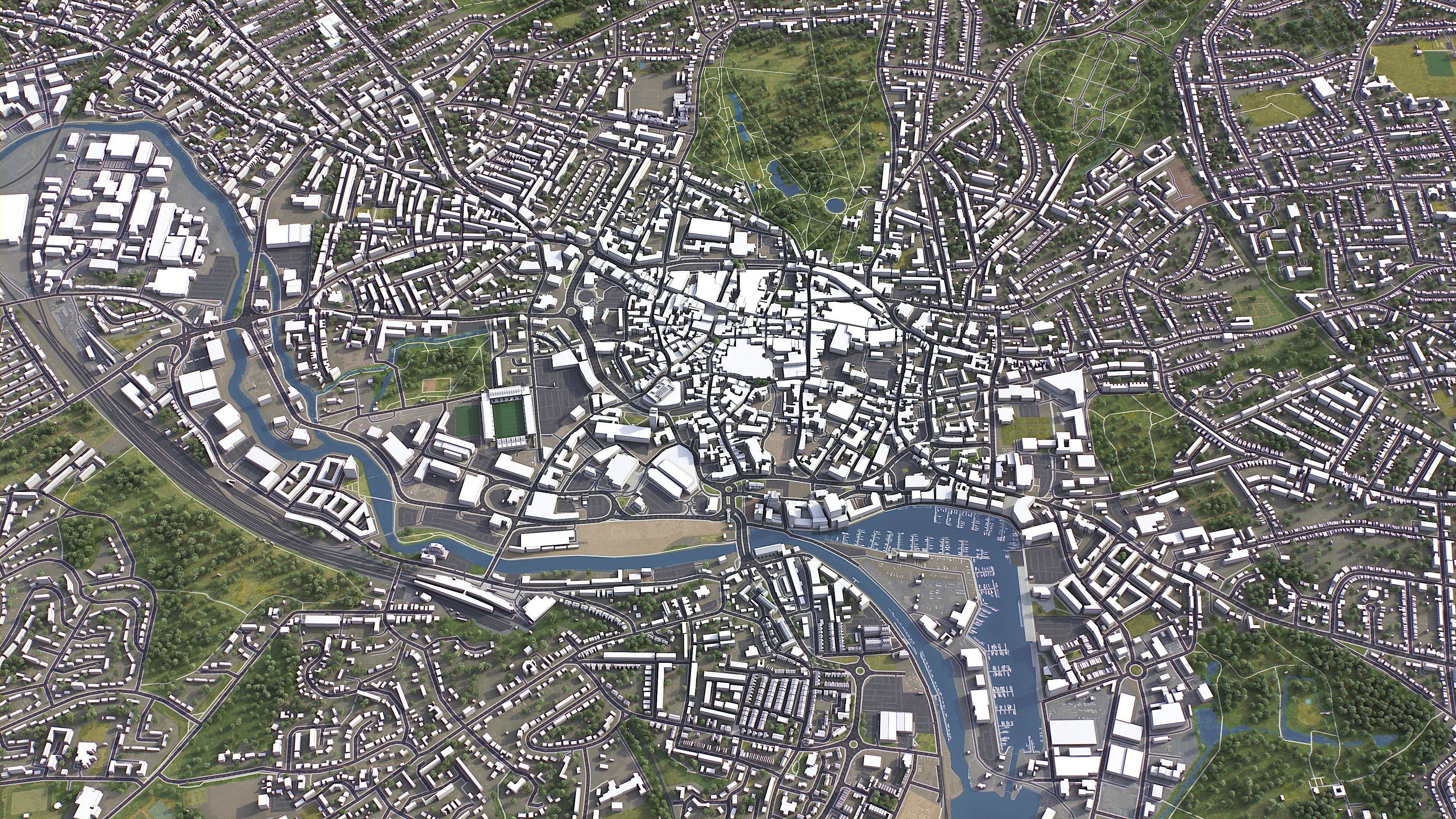 Ipswich - 3D City Model Low-poly 3D model_1