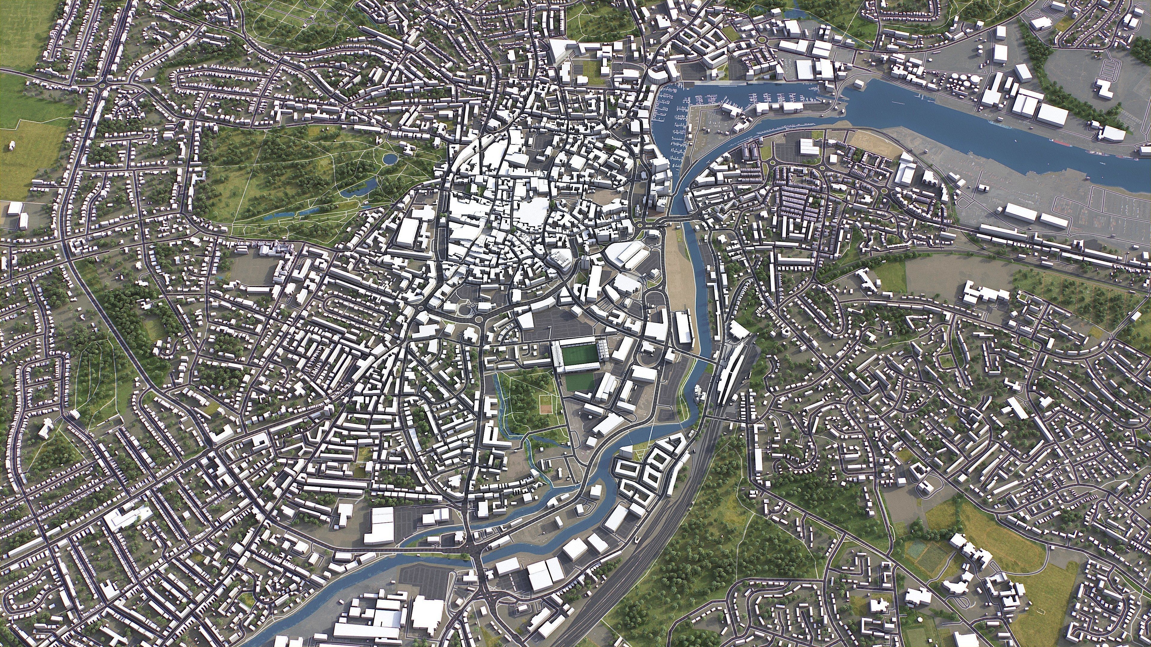 Ipswich - 3D City Model Low-poly 3D model_2