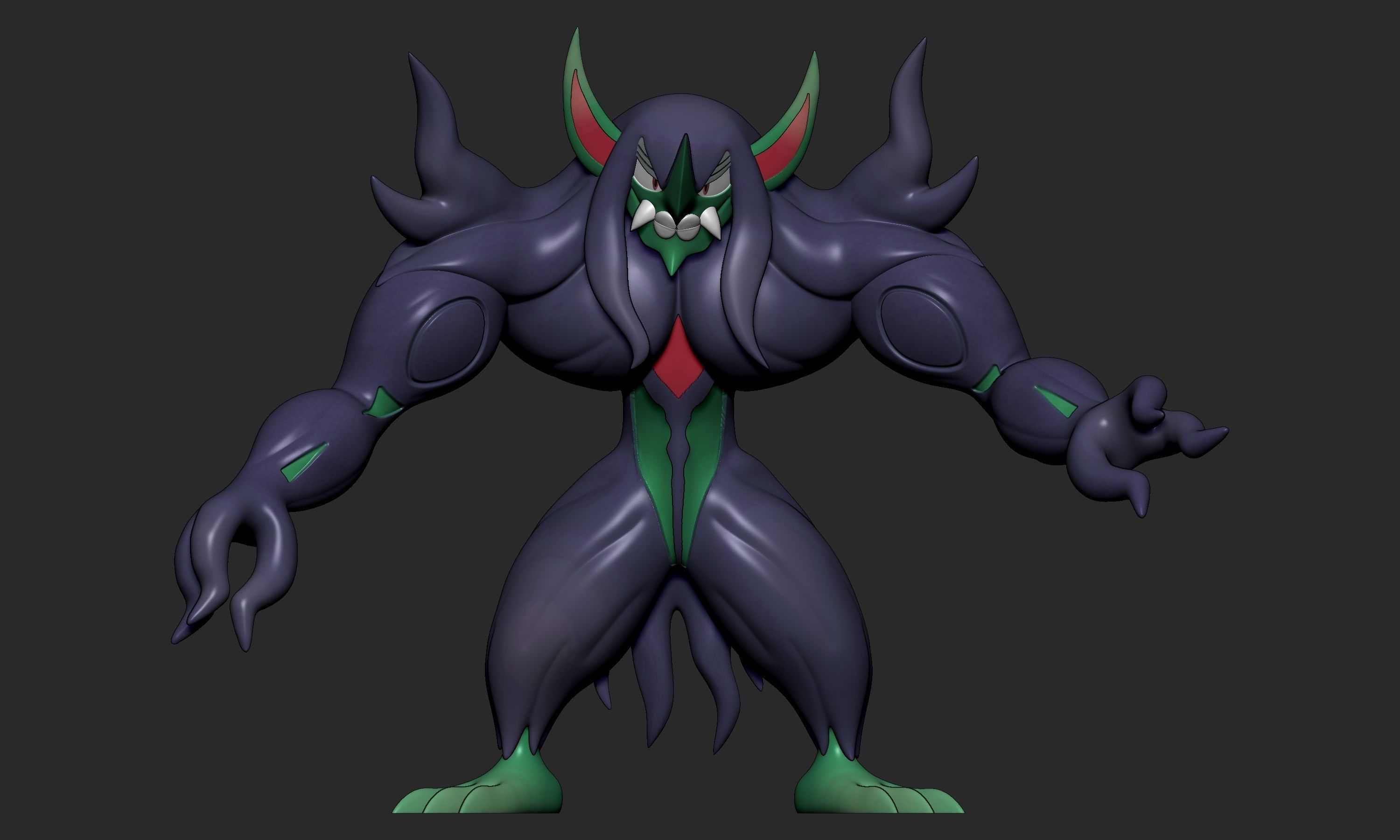 Pokemon - Impidimp Morgrem and Grimmsnarl with 2 poses 3D print model_20