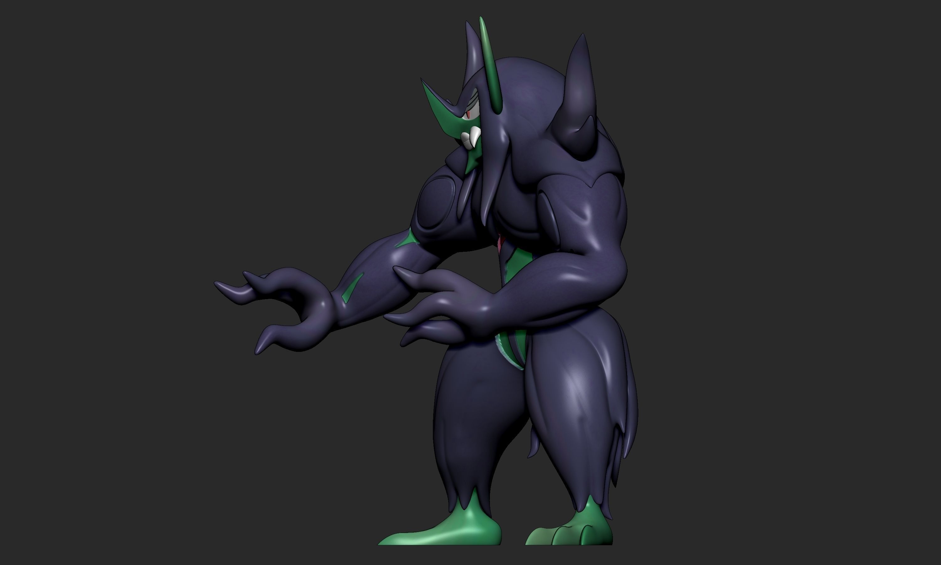 Pokemon - Impidimp Morgrem and Grimmsnarl with 2 poses 3D print model_25