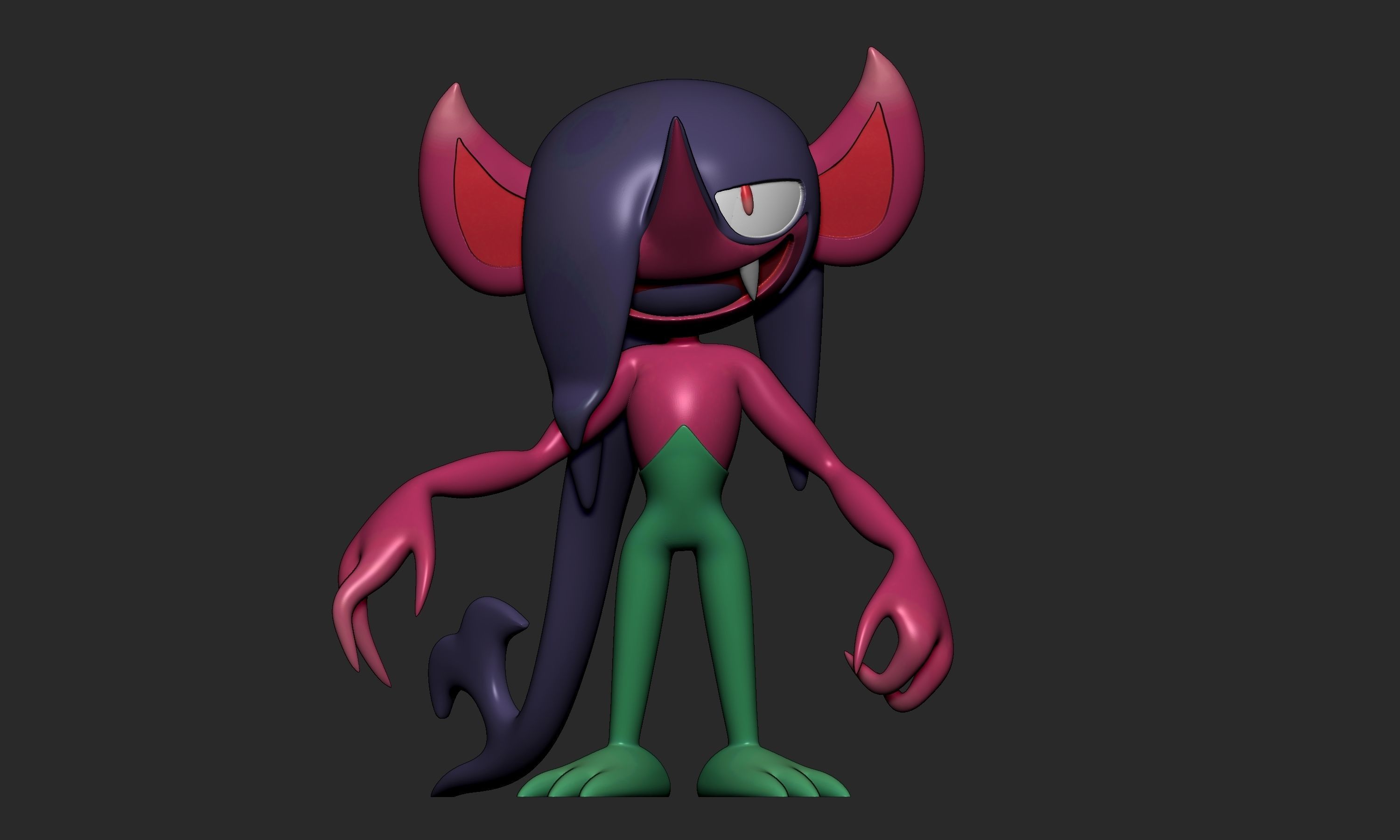 Pokemon - Impidimp Morgrem and Grimmsnarl with 2 poses 3D print model_11