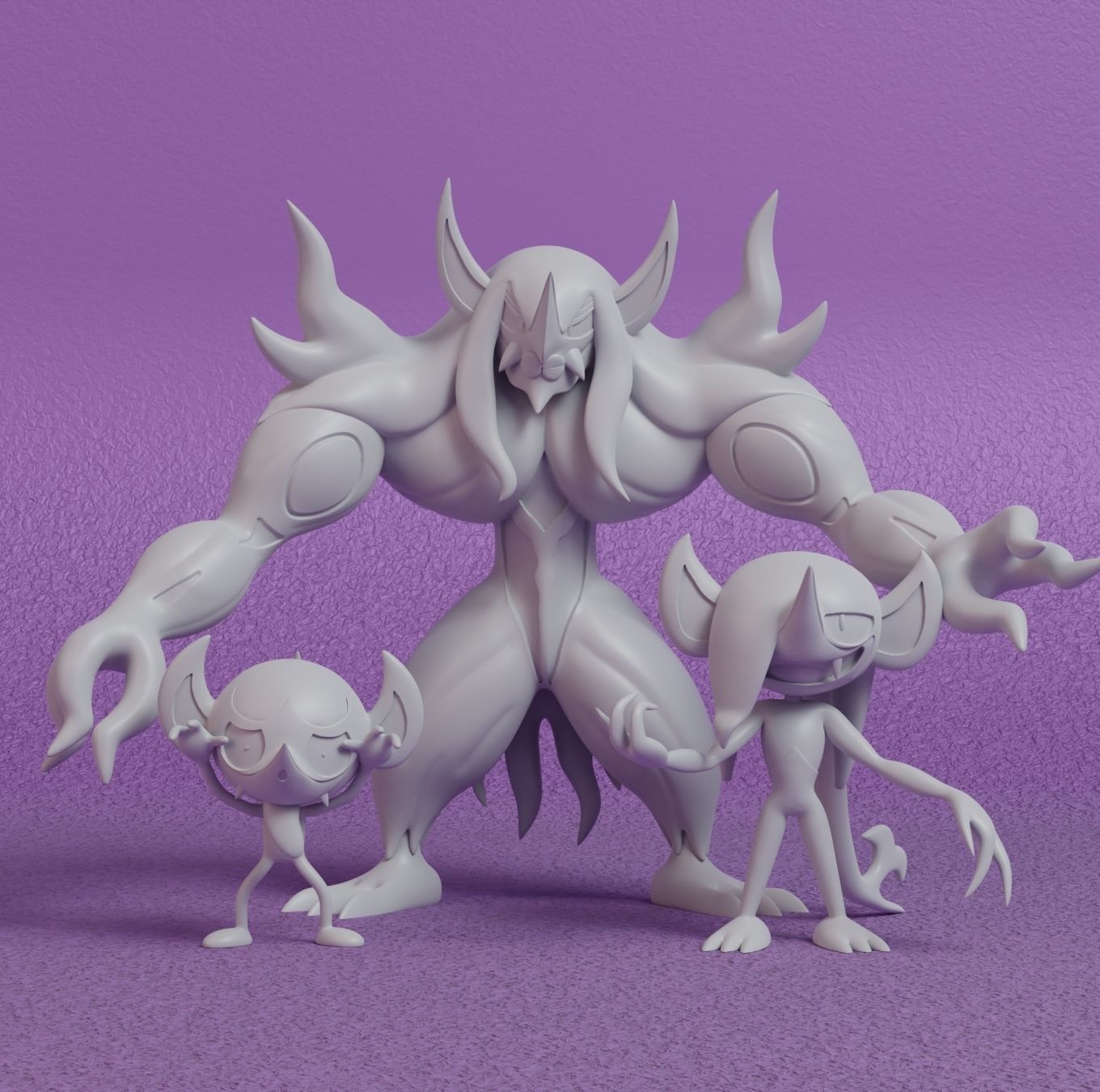 Pokemon - Impidimp Morgrem and Grimmsnarl with 2 poses 3D print model_1