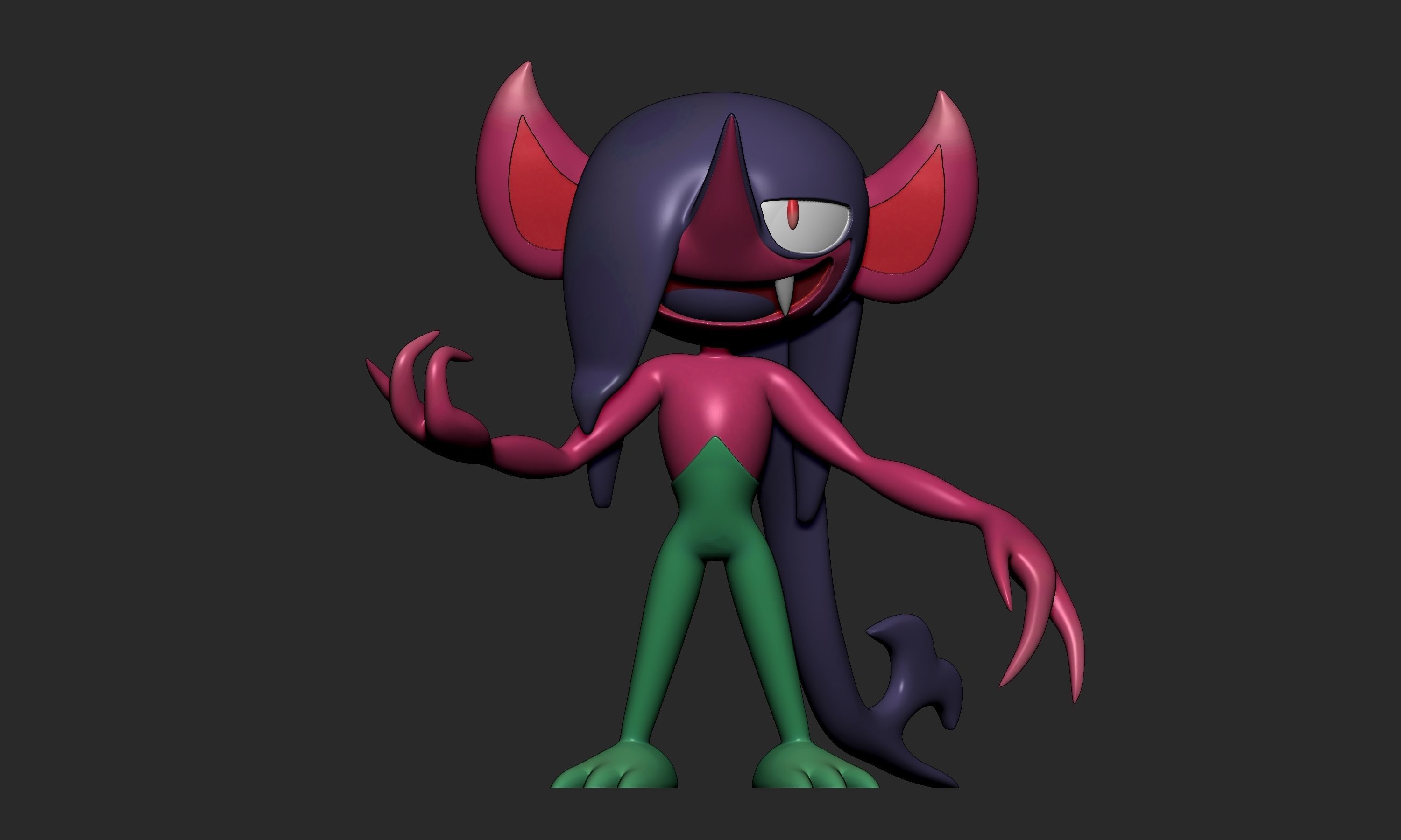 Pokemon - Impidimp Morgrem and Grimmsnarl with 2 poses 3D print model_15