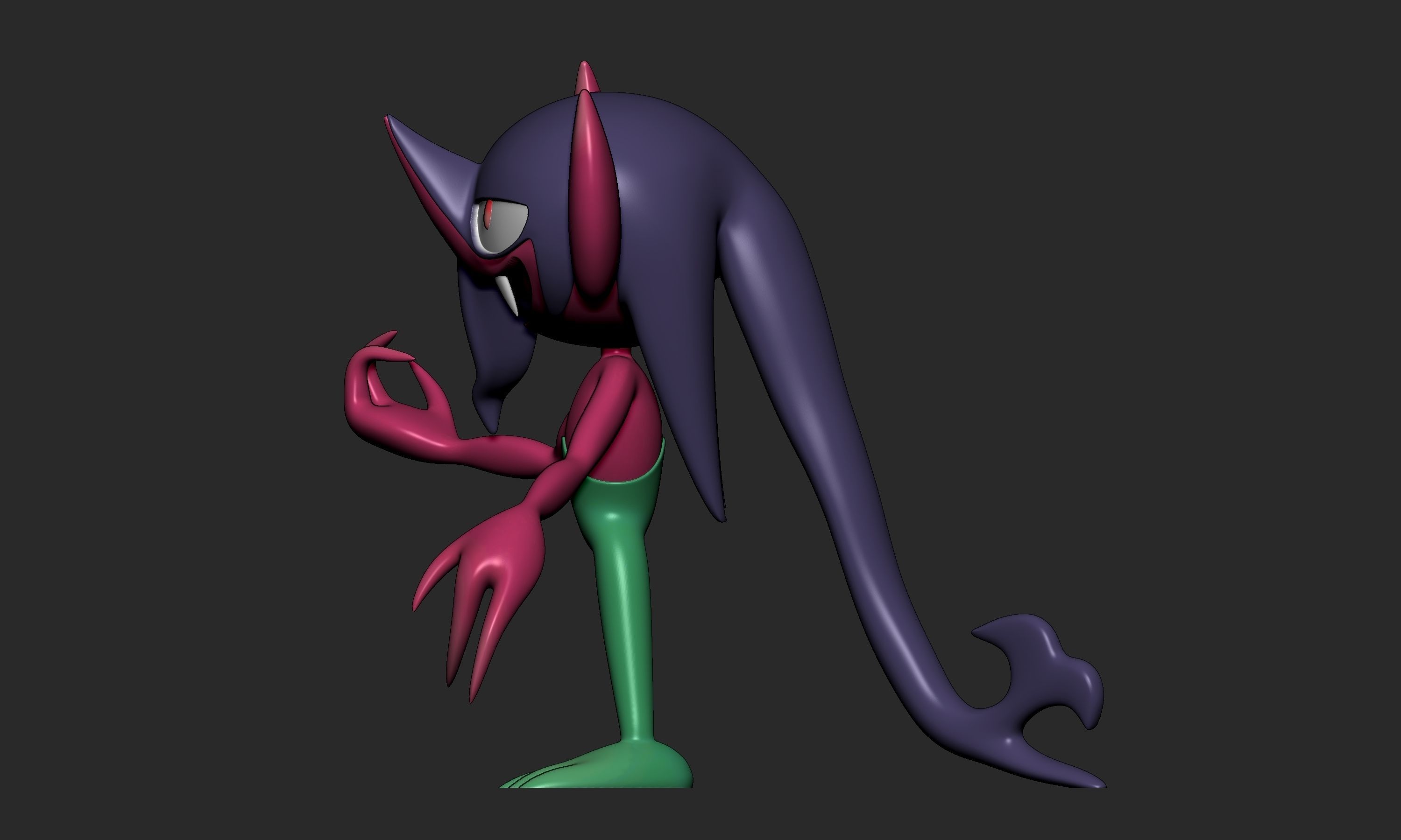 Pokemon - Impidimp Morgrem and Grimmsnarl with 2 poses 3D print model_16