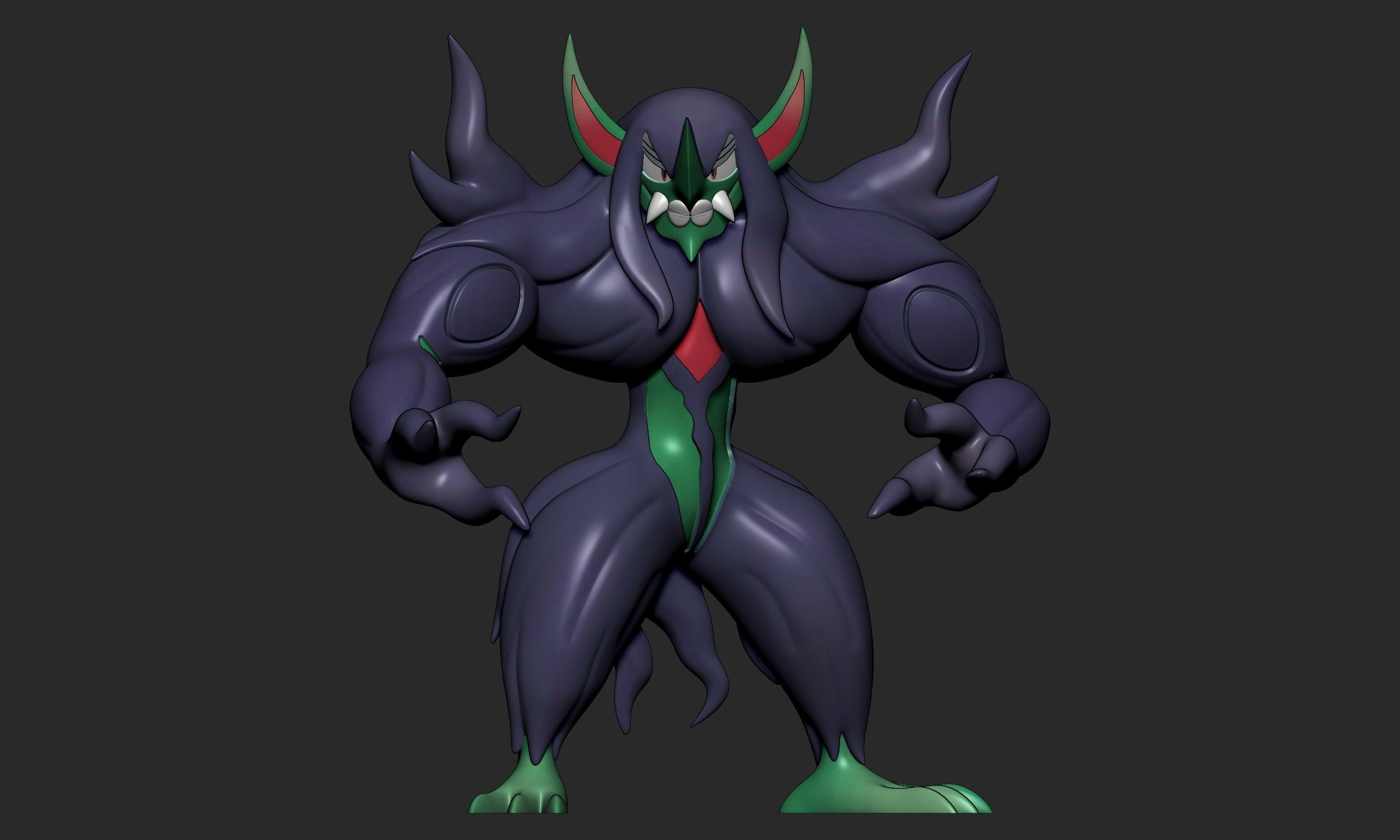 Pokemon - Impidimp Morgrem and Grimmsnarl with 2 poses 3D print model_26